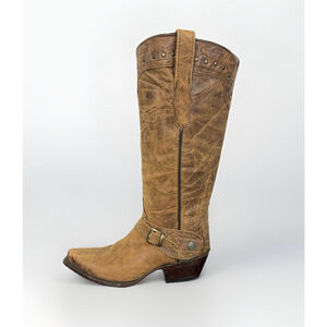 Golden Guns Cowboy Boots Women Sz 5.5 Brown Distressed Studded Western Cowgirl